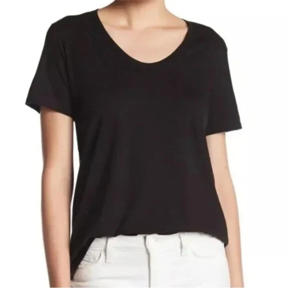 Theory Classic Black Round Neck Short Sleeve T-Shirt Modal Cotton Size S